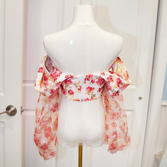 ASOS LUXE Off-the-Shoulder Floral Corset Blouse – US 6 - Picture 2 of 7